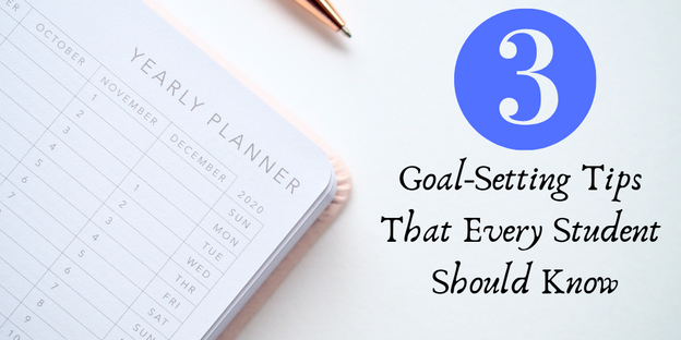 Yearly planner with title: Three Goal Setting Tips That Every Student Should Know