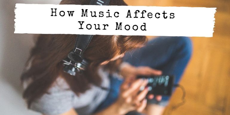 Girl with headphones on with title "How Music Affects Your Mood"